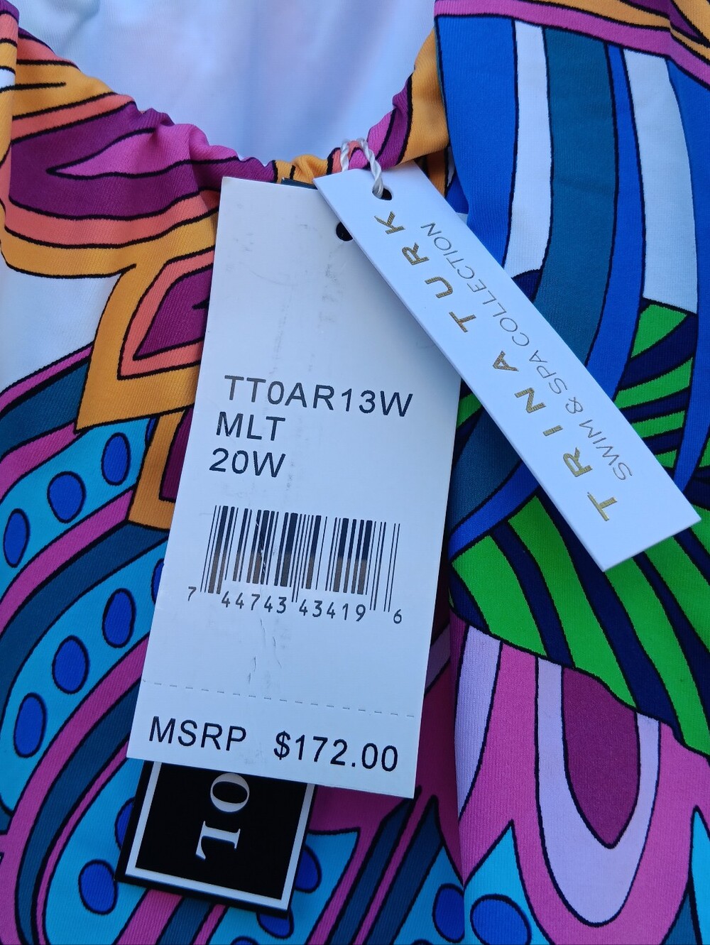 Trina Turk NWT Multi Color Tropical Print One Piece Swimsuit Size 20W - Picture 8 of 10